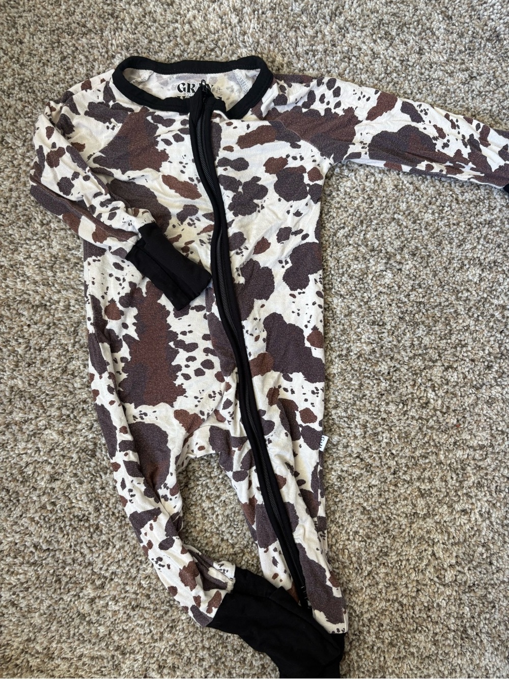 Footed Onesie Cow Print